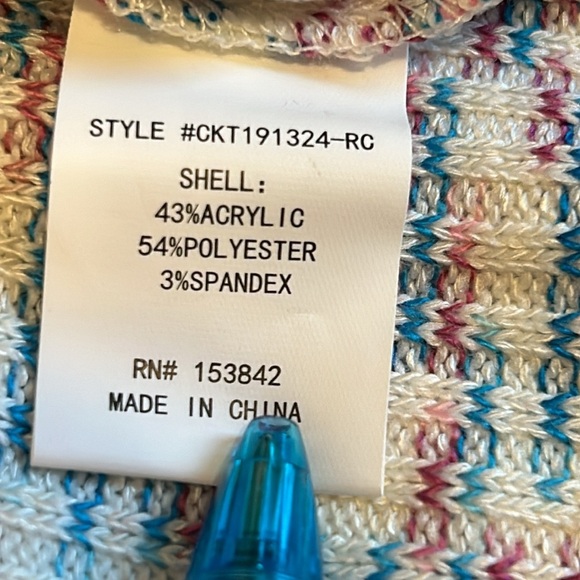 Code Mode Burgundy & Blue Multi High / Low V Neck Long Sleeve Sweater Women’s XS - Picture 10 of 11